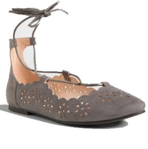 Torrid Floral Cut Out Lace-Up Ankle Wrap Ballet Flats Sz 12W